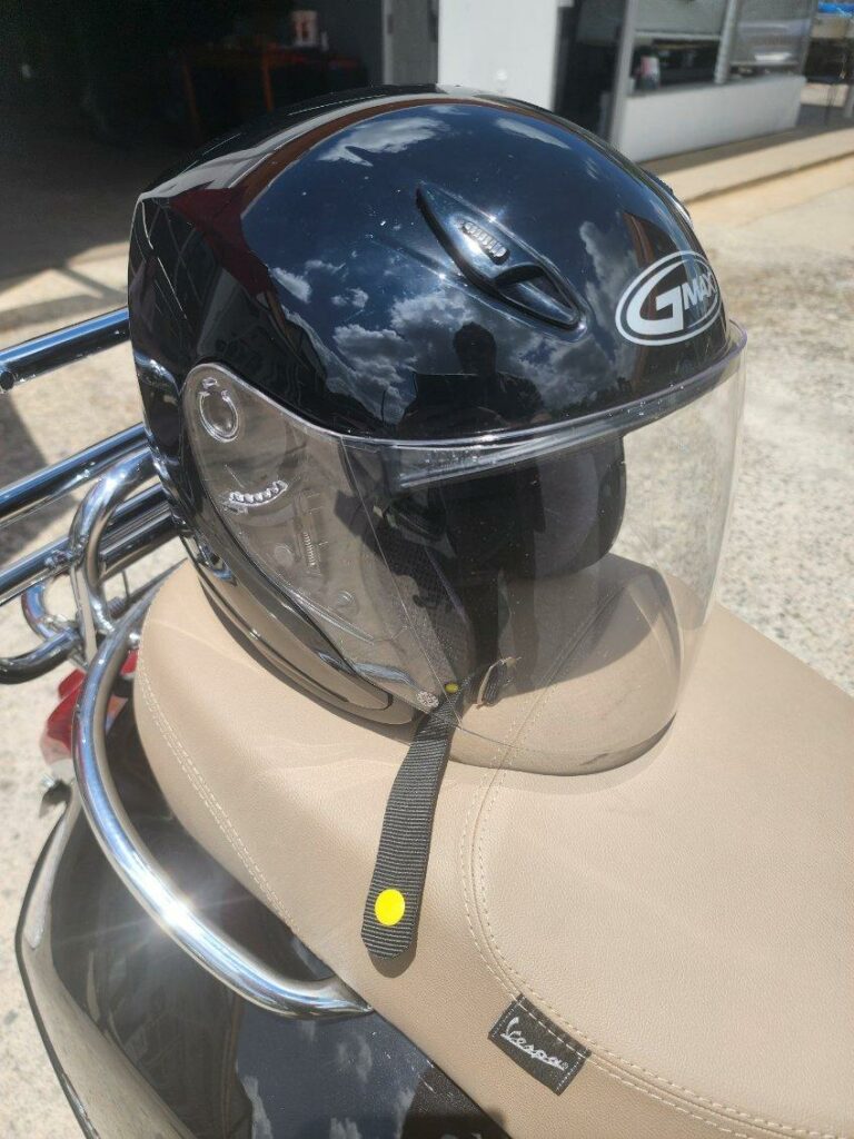 Helmet on Vespa seat